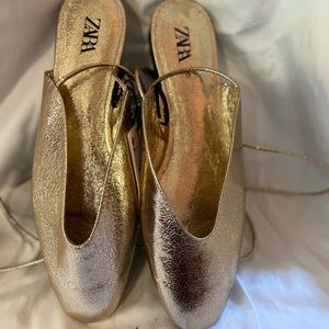 Zara gold flats